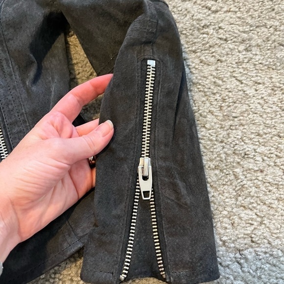 SL8 blank nyc gray suede leather moto jacket women’s xsmall - Picture 8 of 10